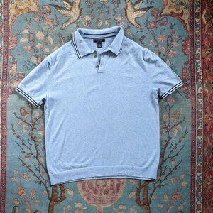 Banana Republic silk cashmere cotton light blue knit sweater tipped slim polo